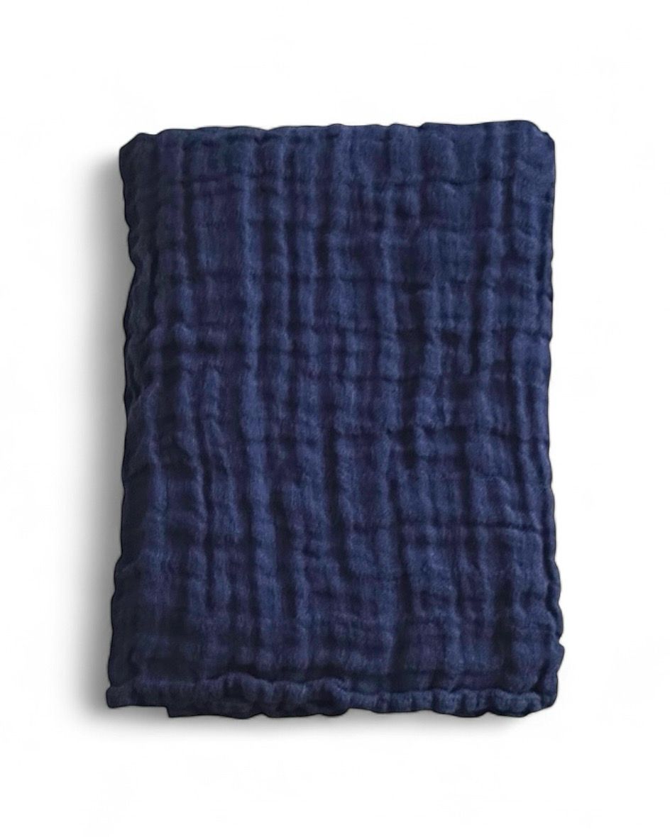 Washed Linen Stole Unisex 180x60cm , Color: Bleu nuit