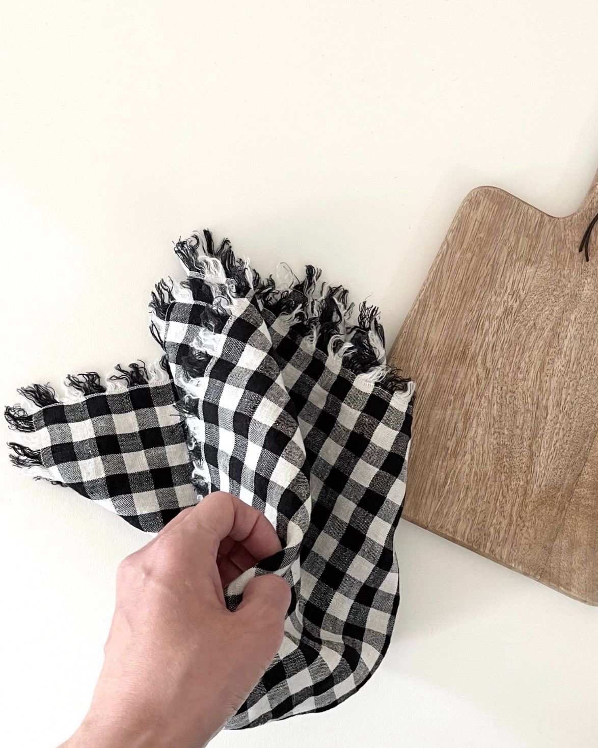 Washed Linen Serviette Frangé Check 45 x 45cm