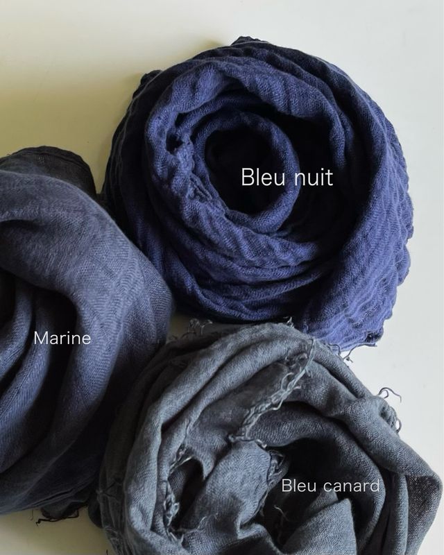 Washed Linen Stole Unisex 180x60cm / Bleu Nuit