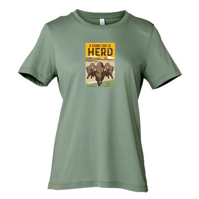 Women's Bison T-shirt, Sage Green