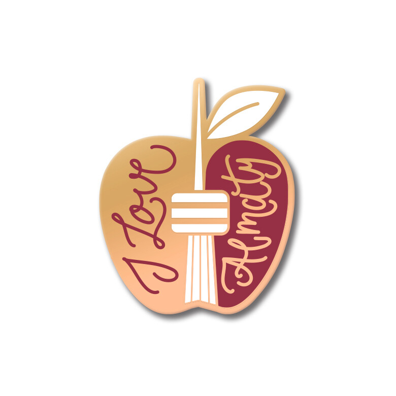 Значок в форме яблока «I Love Almaty» розовое золото