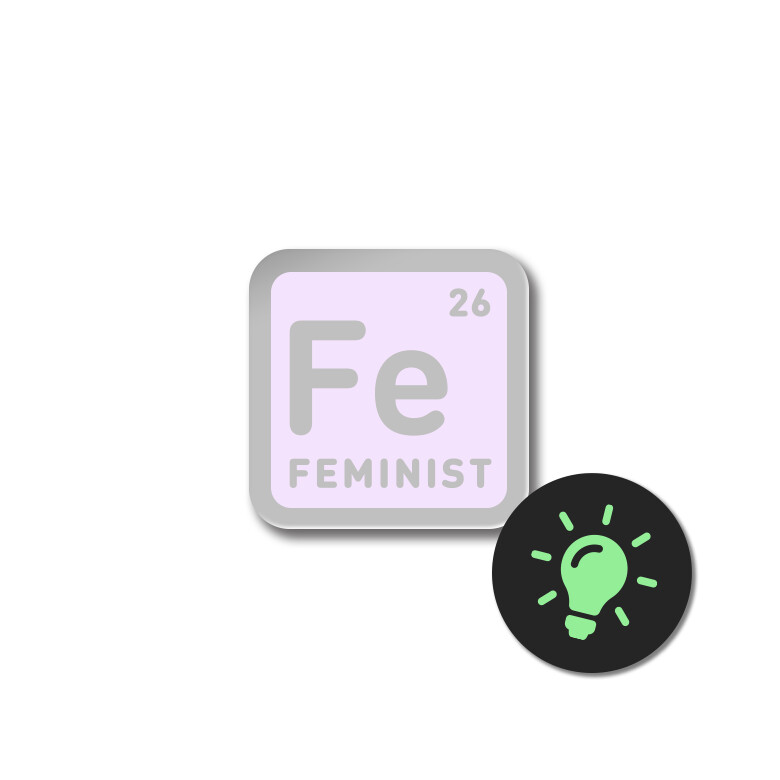 Значок «Feminist» светящийся в темноте, никель