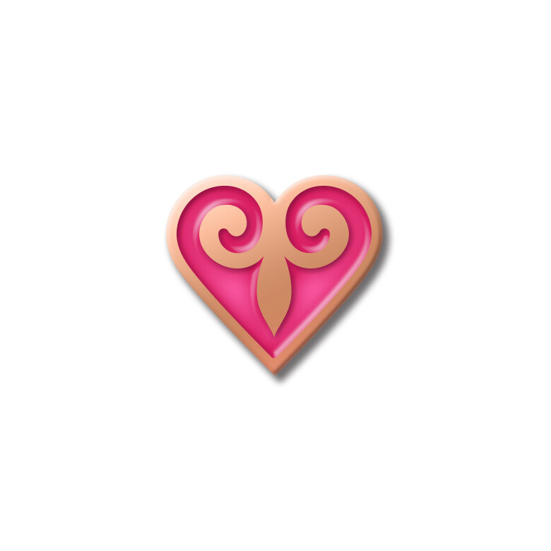 Значок с Казахским орнаментом «Сердце» в розовом золоте Pink