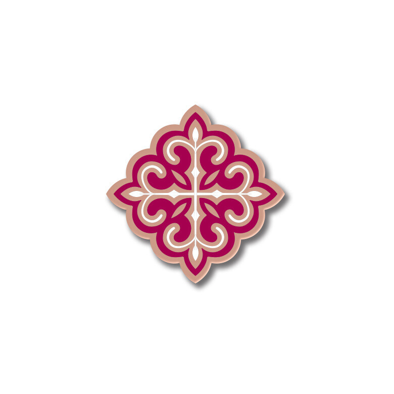 Значок с Казахским орнаментом «Төртқүлақ» в розовом золоте Maroon