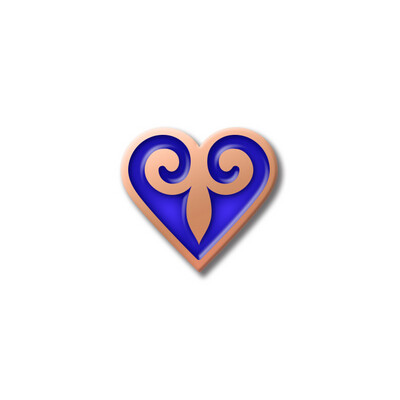 Значок с Казахским орнаментом «Сердце» в розовом золоте Blue