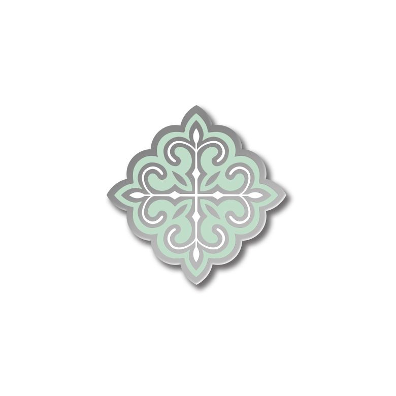 Значок с Казахским орнаментом «Төртқүлақ» серебро Mint