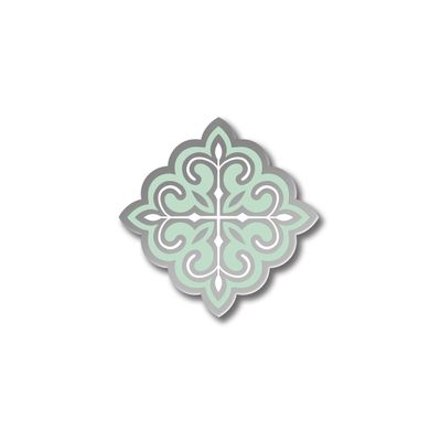 Значок с Казахским орнаментом «Төртқүлақ» серебро Mint