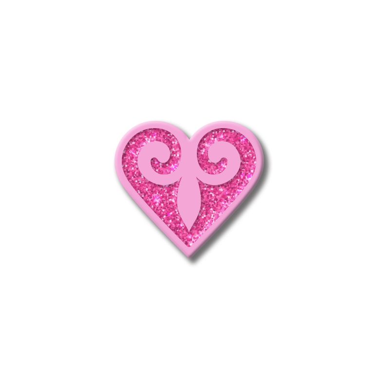 Значок с Казахским орнаментом «Сердце» Glitter pink