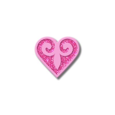 Значок с Казахским орнаментом «Сердце» Glitter pink