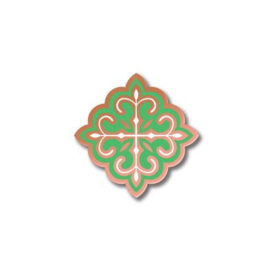 Значок с Казахским орнаментом «Төртқүлақ» в розовом золоте Green