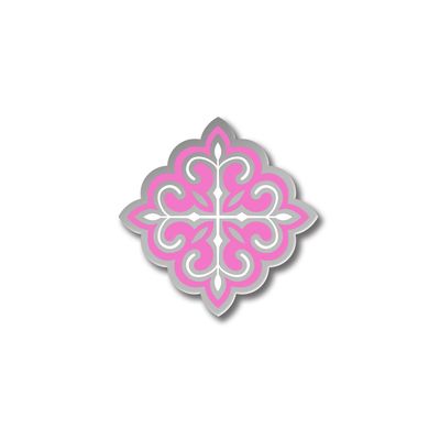 Значок с Казахским орнаментом «Төртқүлақ» серебро Pink