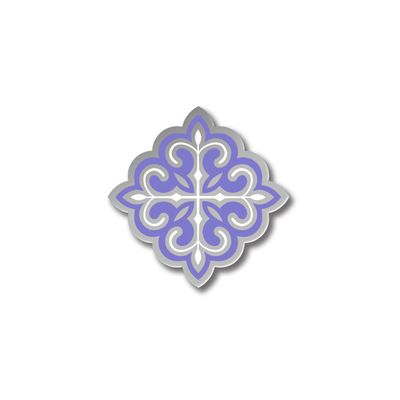 Значок с Казахским орнаментом «Төртқүлақ» в серебре Violet