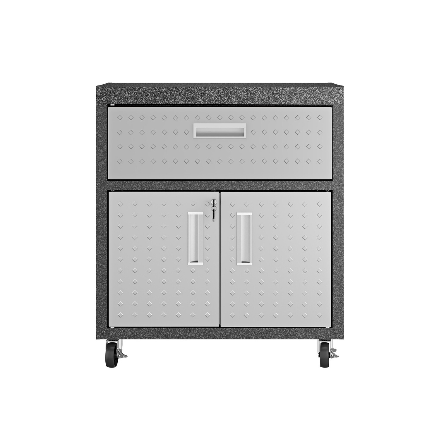 STEEL GARAGE 2DOORS+1DRAWER W/ CASTER
