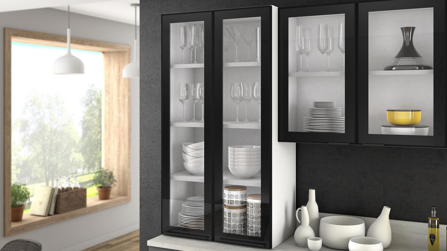 MUNICH 2-GLASS DOOR WALL CABINET
