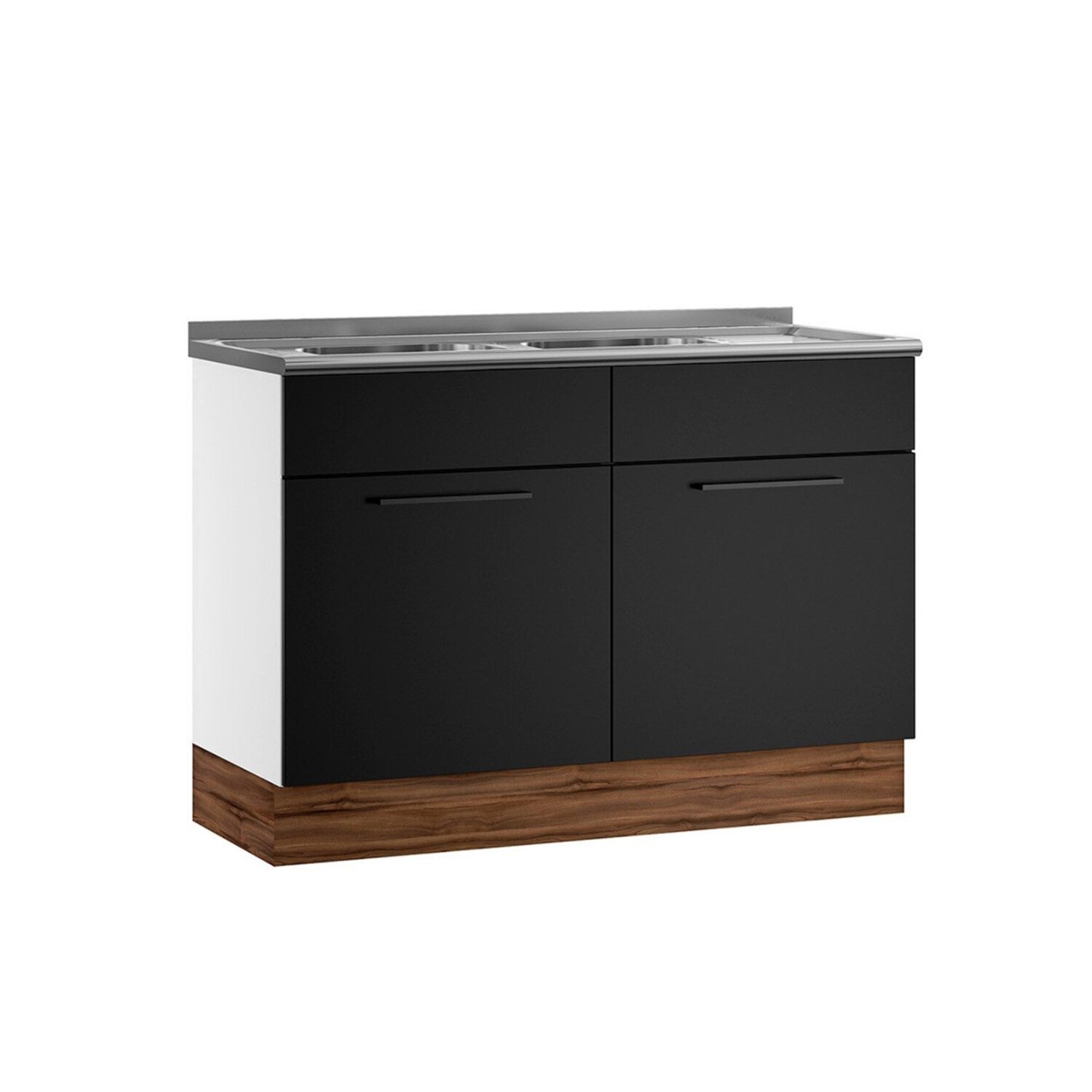 MUNICH COMBO 2-PCS SINK BASE CABINET BLACK + DOUBLE BOWL SINK