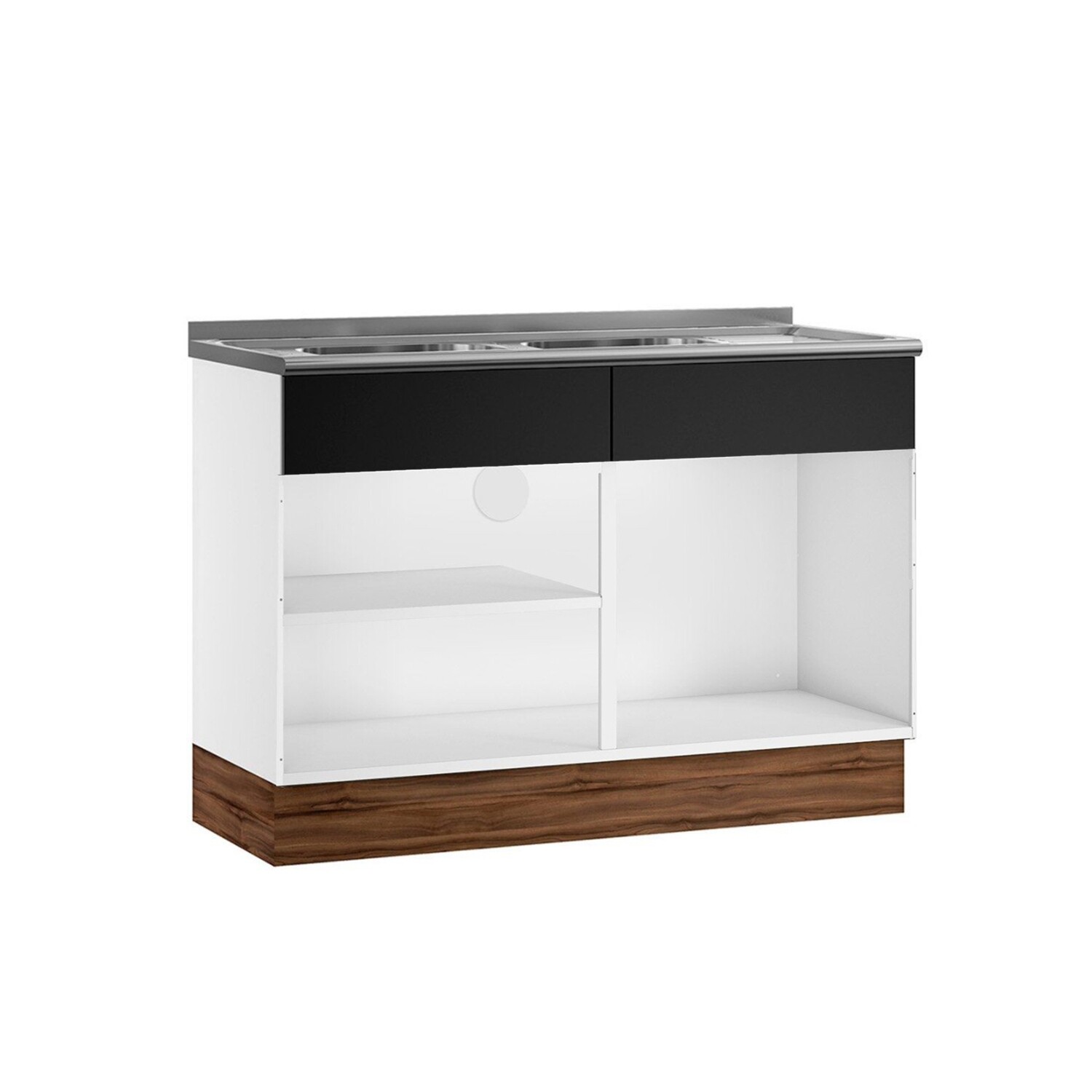 MUNICH COMBO 2-PCS SINK BASE CABINET BLACK + DOUBLE BOWL SINK