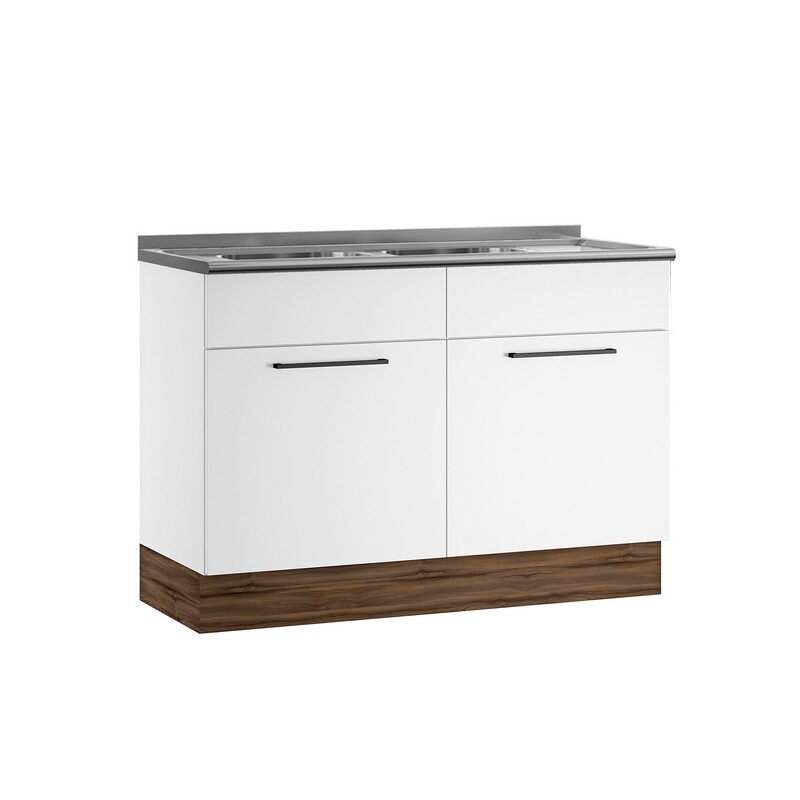 MUNICH COMBO 2-PCS SINK BASE CABINET WHITE + DOUBLE BOWL SINK MUNICH COMBO 2-PCS SINK BASE CABINET WHITE + DOUBLE BOWL SINK