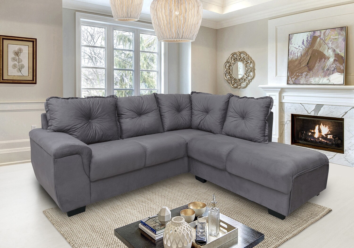 BEIRUT SECTIONAL VELUT GRAY
