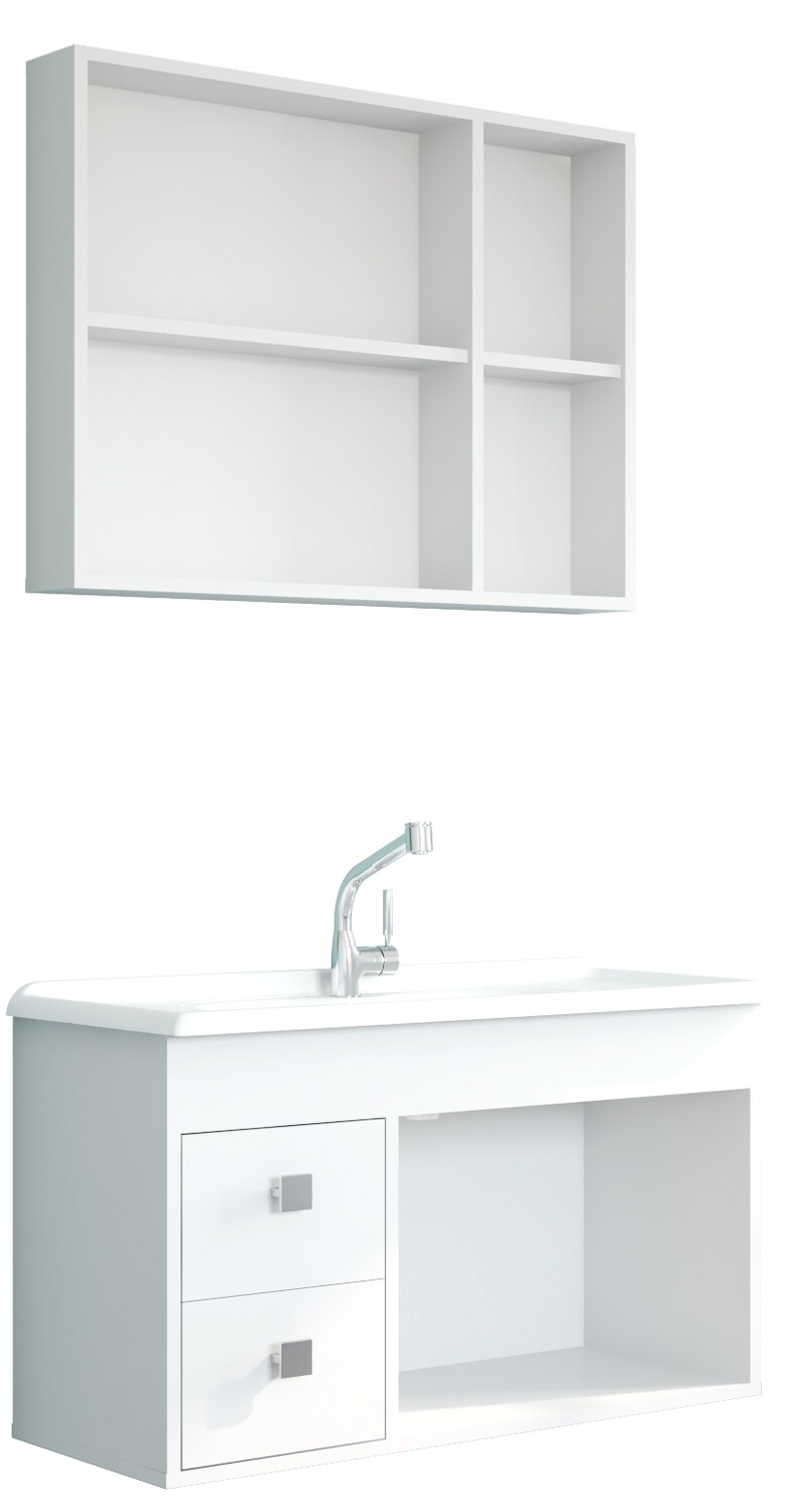 SARANDA COMBO 2-PCS VANITY WHITE + 30&quot; CULTURED MARBLE VANITY TOP