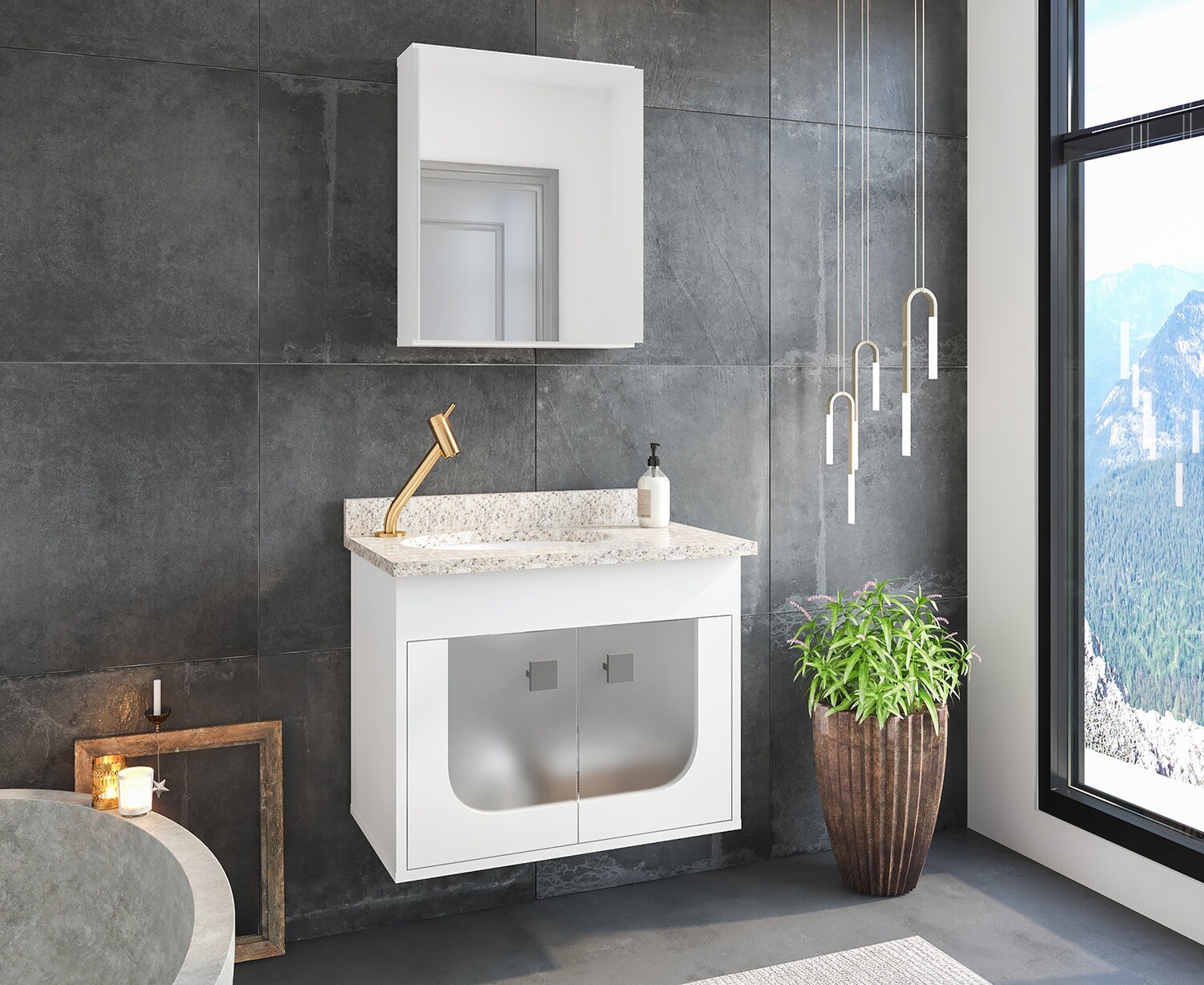 SANTORINI WALL MOUNT VANITY SET WHITE