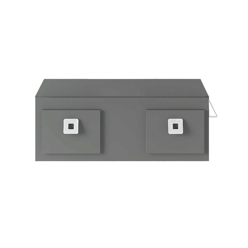 KASSANDRA VANITY GRAY W/ GLASS TOP