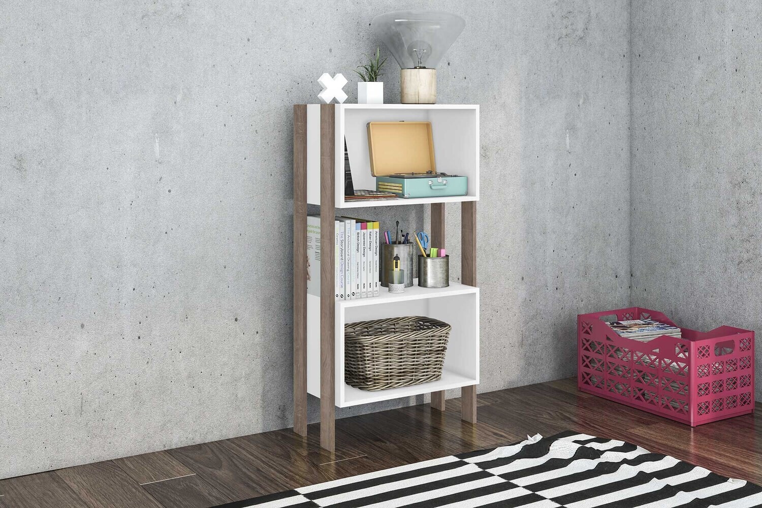 KISSIMMEE BOOKCASE WHITE/RUSTIC
