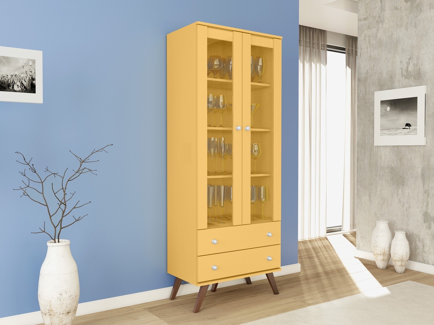 LONDON CURIO CABINET YELLOW