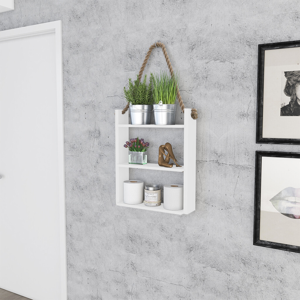LINDEN HANGING ROPE SHELF WHITE