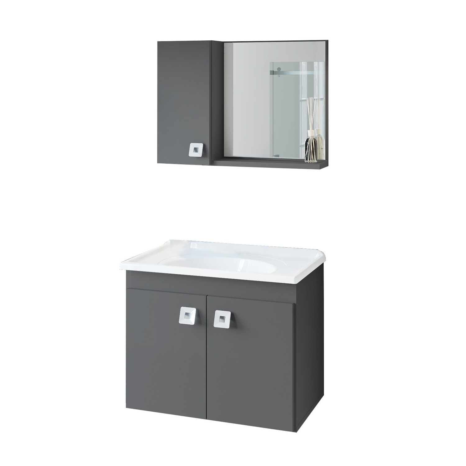 KONNOS II WALL MOUNT VANITY SET DARK GRAY