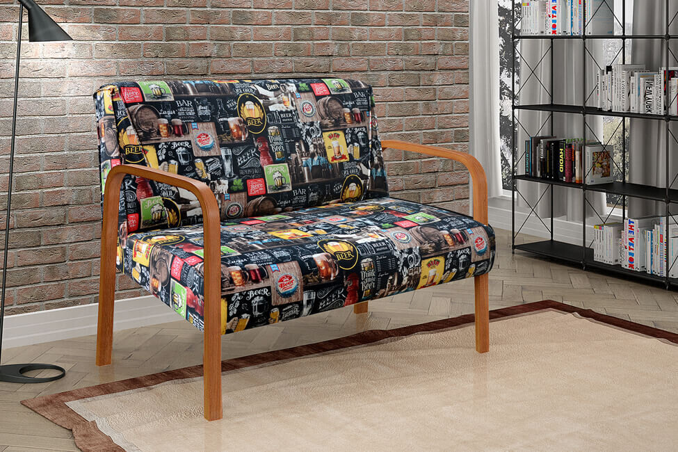 LANCASTER ARMCHAIR 2-SEATER BEER THEME