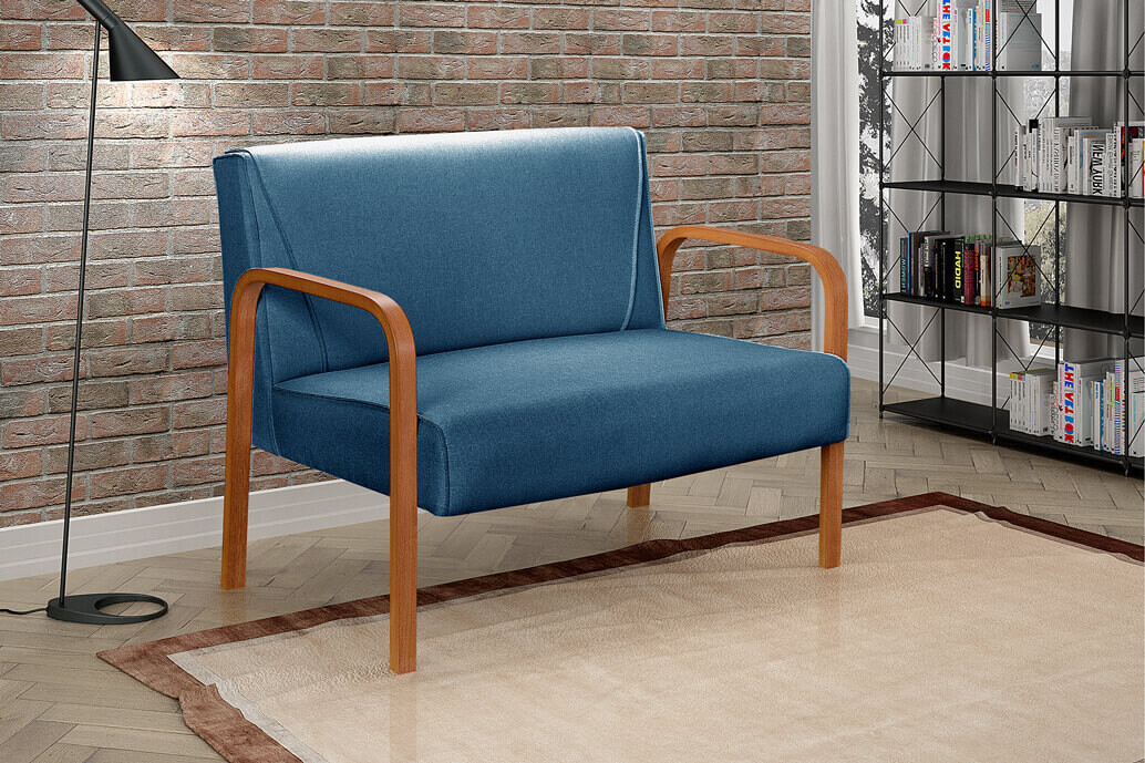 LANCASTER ARMCHAIR 2-SEATER MARLIN BLUE LINEN