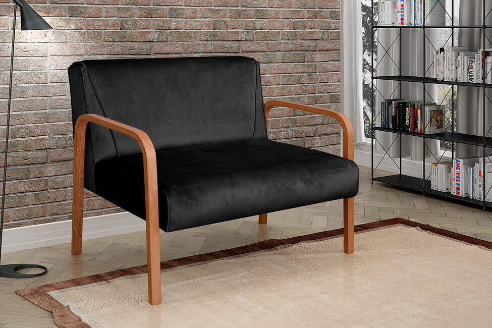 LANCASTER ARMCHAIR 2-SEATER VELUT BLACK II