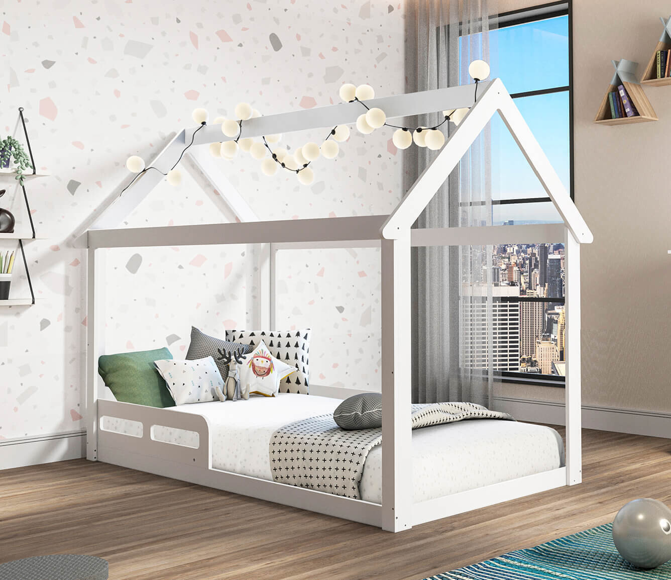 GIULIA TWIN CANOPY BED WHITE