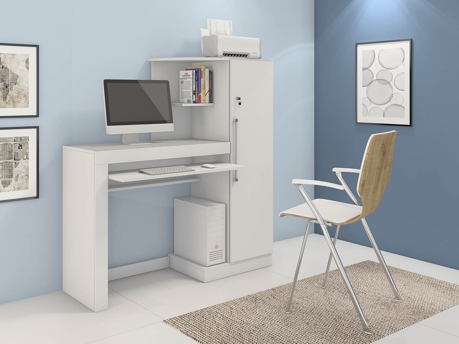 ARUBA COMPLETE COMPUTER DESK WHITE
