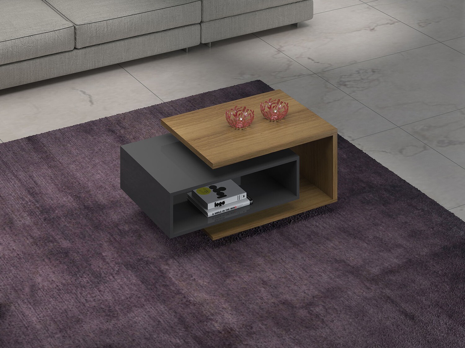 EUGENE COFFEE TABLE TAN/GRAPHITE
