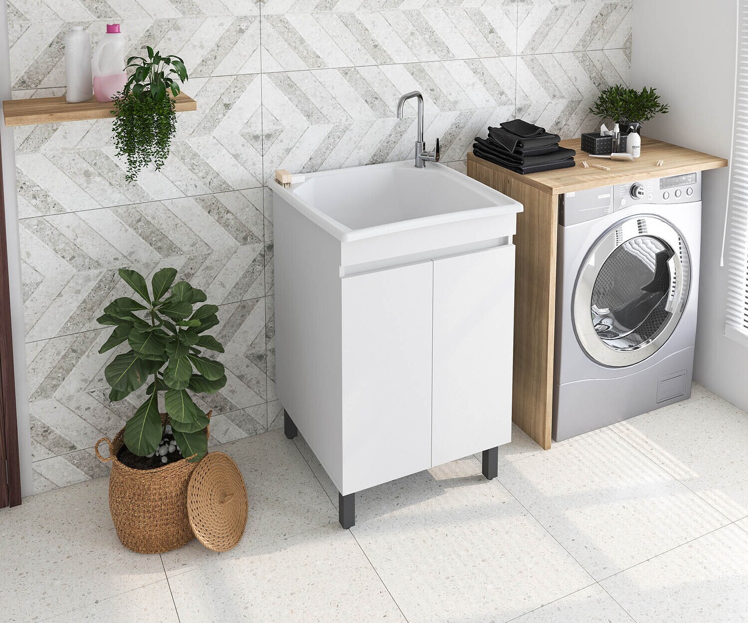 DALYAN LAUNDRY SINK W/ WHITE CABINET