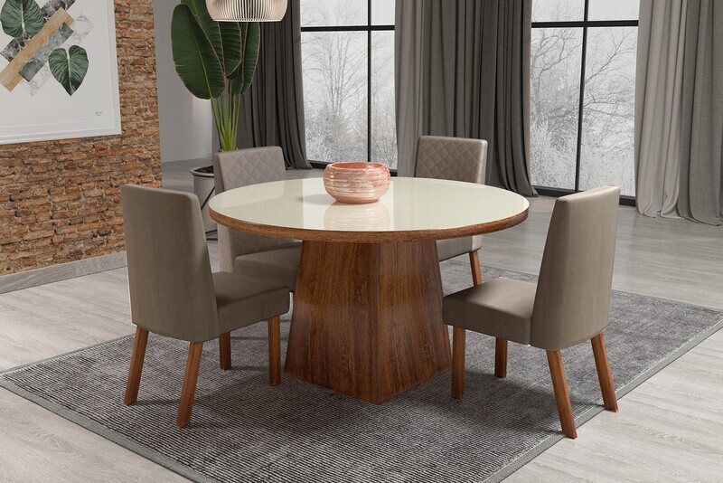 DALLAS/AMENDOA/OFF/CAMEL DINING SET 5-PCS, DALLAS TABLE AMENDOA/OFF AND 4 DALLAS CHAIRS AMENDOA/CAMEL