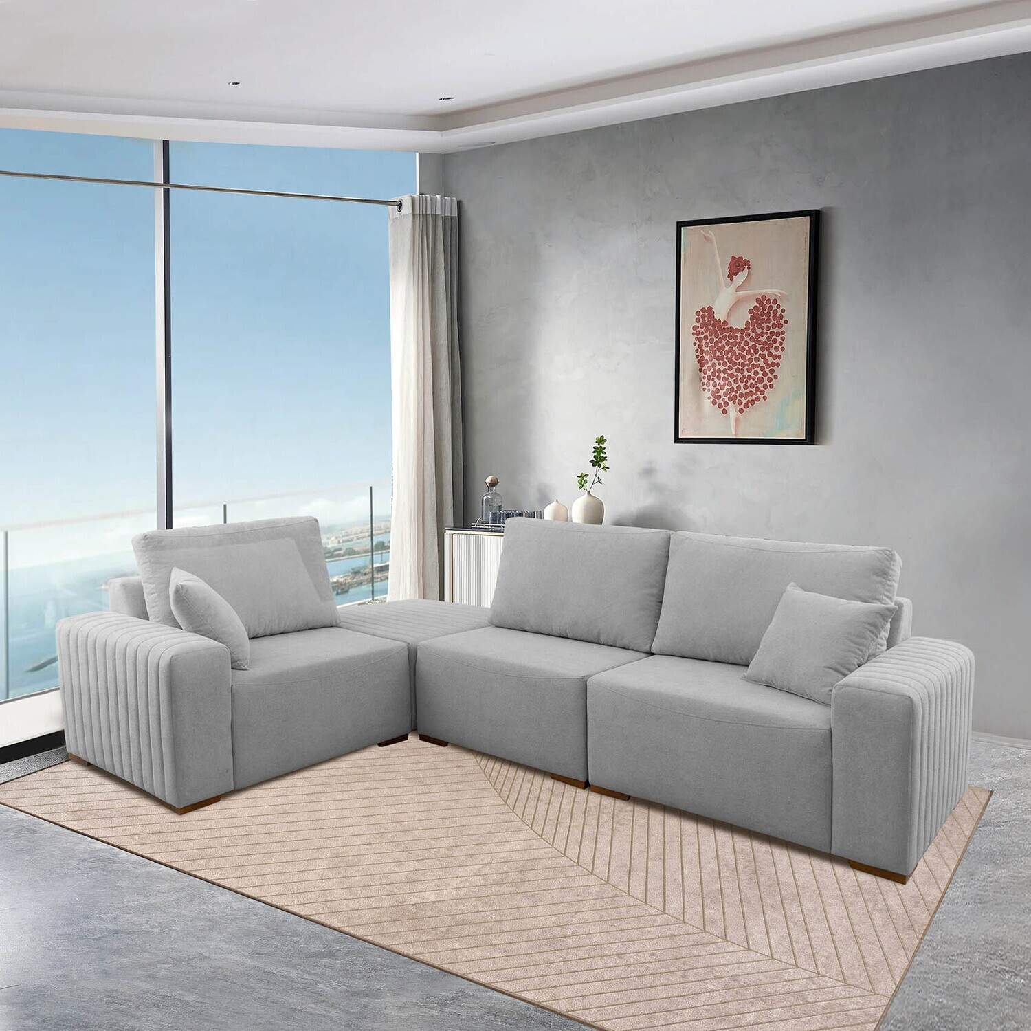 MONROE 4-PIECE SECTIONAL GRAY