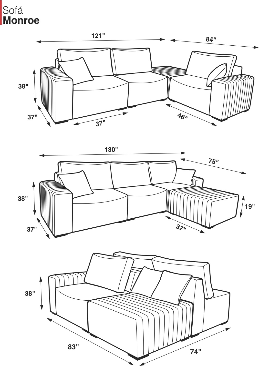 MONROE 4-PIECE SECTIONAL OFF WHITE