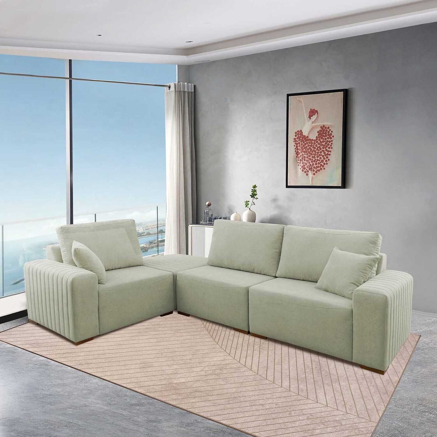 MONROE 4-PIECE SECTIONAL GREEN