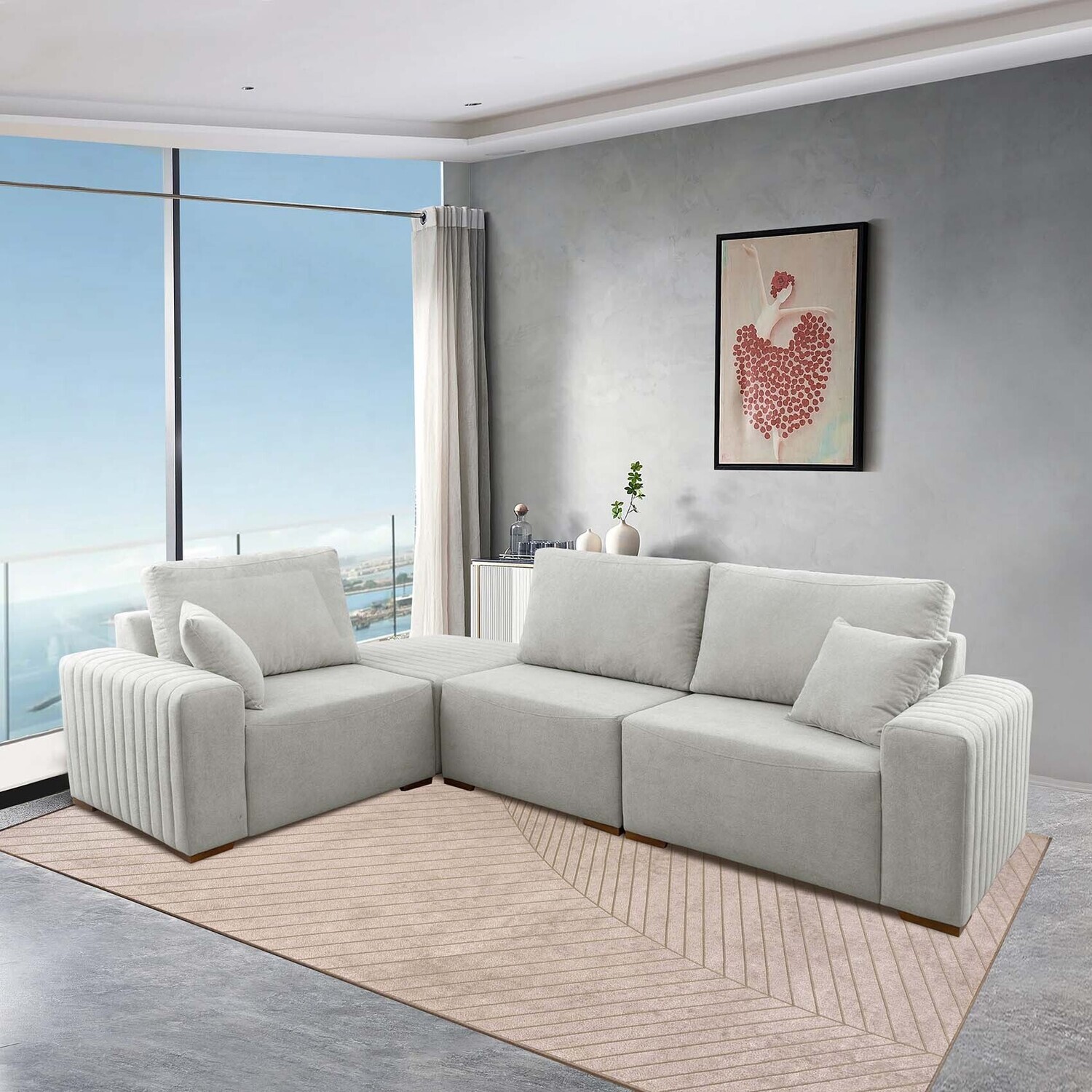MONROE 4-PIECE SECTIONAL OFF WHITE