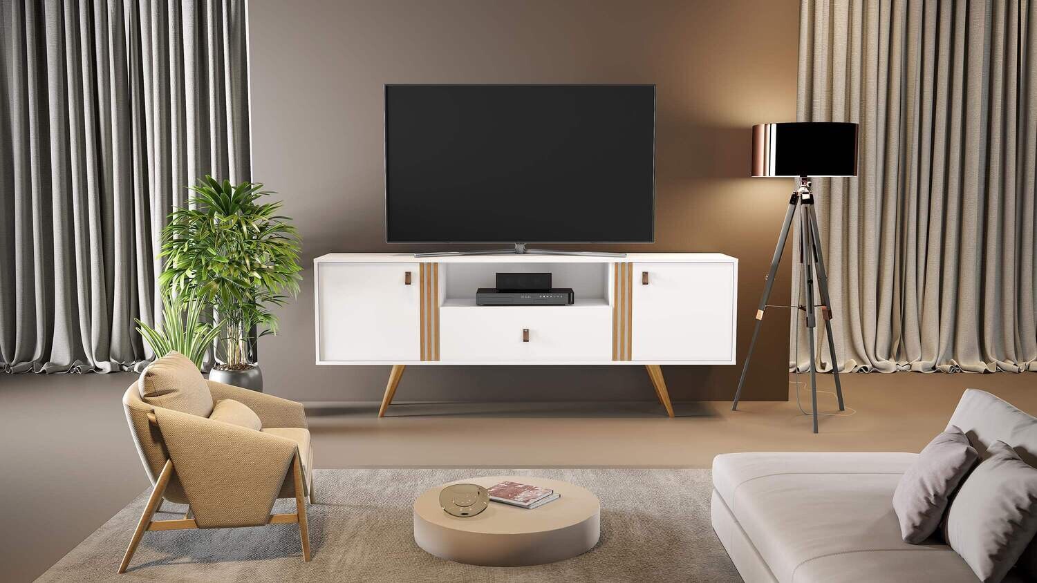 PONCE II TV STAND WHITE