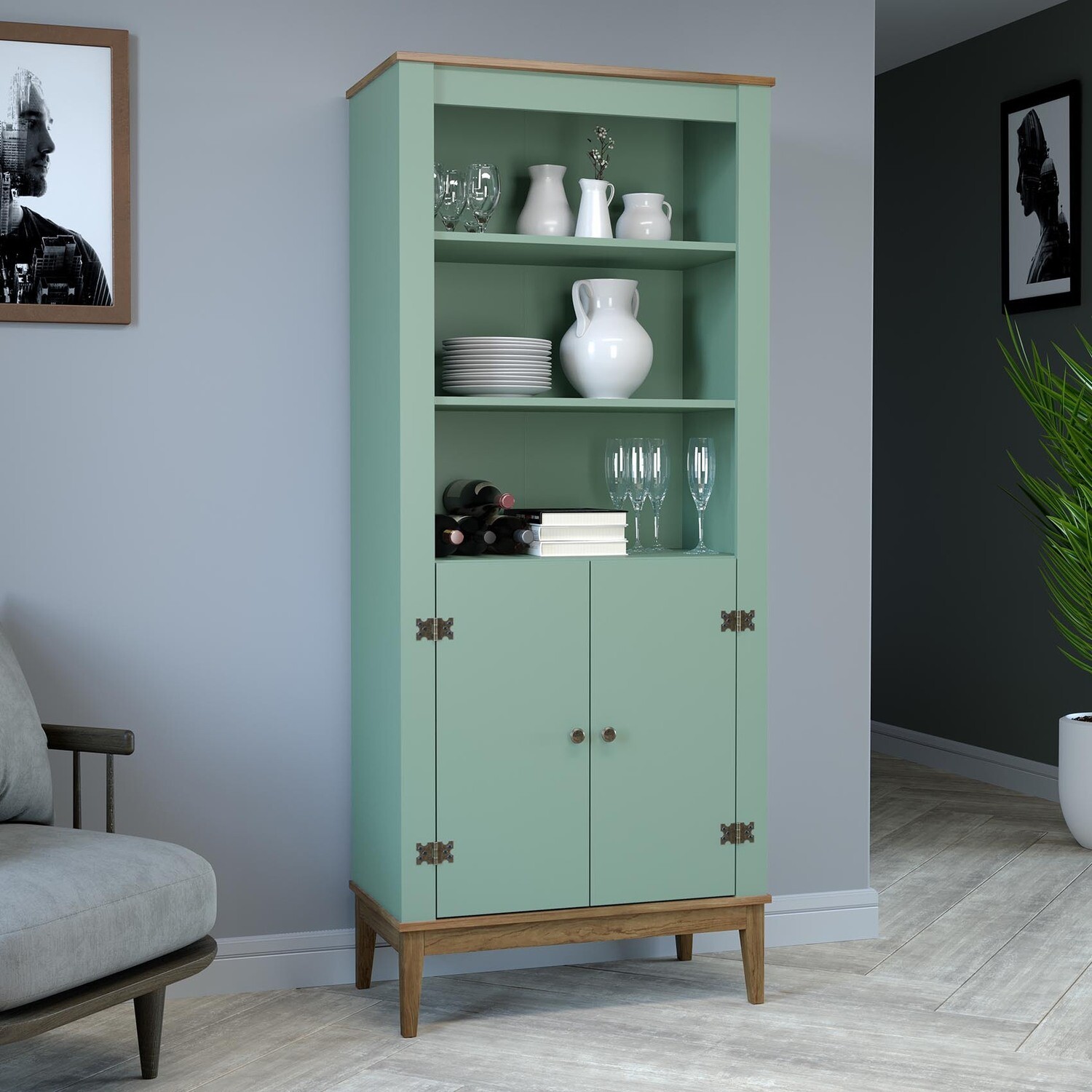 CHARLESTON HERITAGE BOOKCASE MOCHA/OLIVE