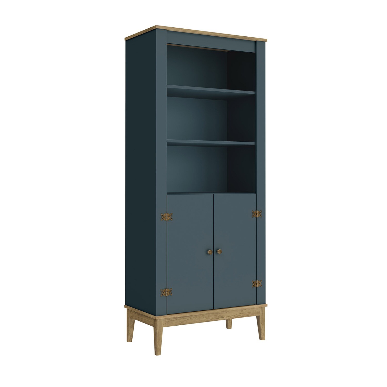 CHARLESTON HERITAGE BOOKCASE MOCHA/DEEP MARINE