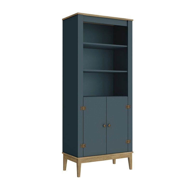 CHARLESTON HERITAGE BOOKCASE MOCHA/DEEP MARINE