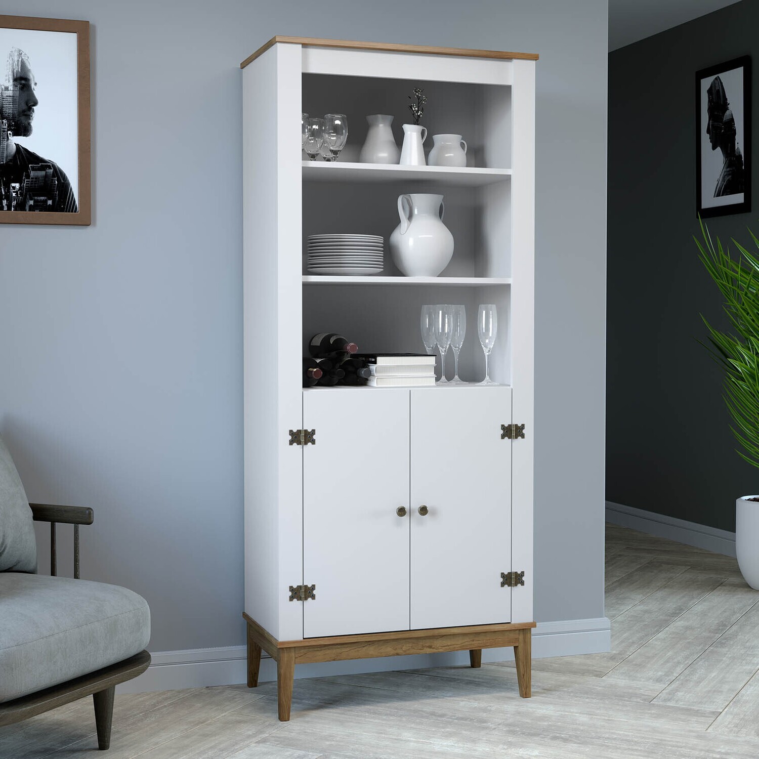 CHARLESTON HERITAGE BOOKCASE MOCHA/WHITE