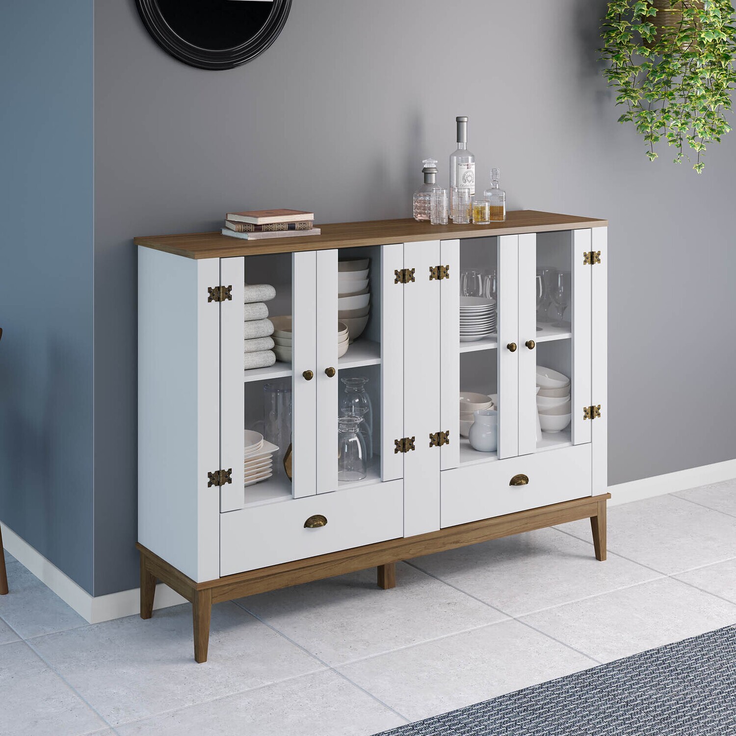 CHARLESTON HERITAGE DINING CABINET WHITE/MOCHA