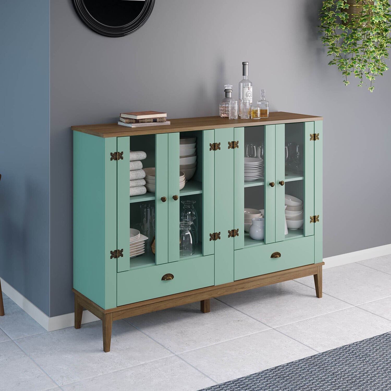 CHARLESTON HERITAGE DINING CABINET OLIVE/MOCHA