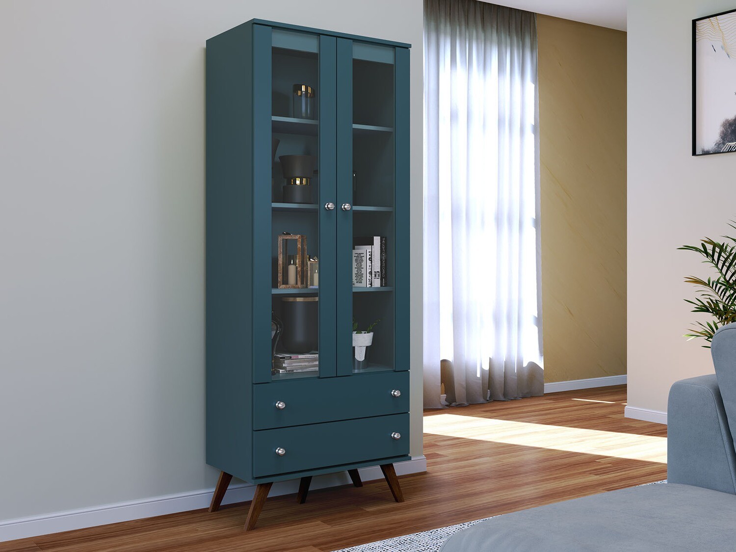 LONDON CURIO CABINET DEEP MARINE
