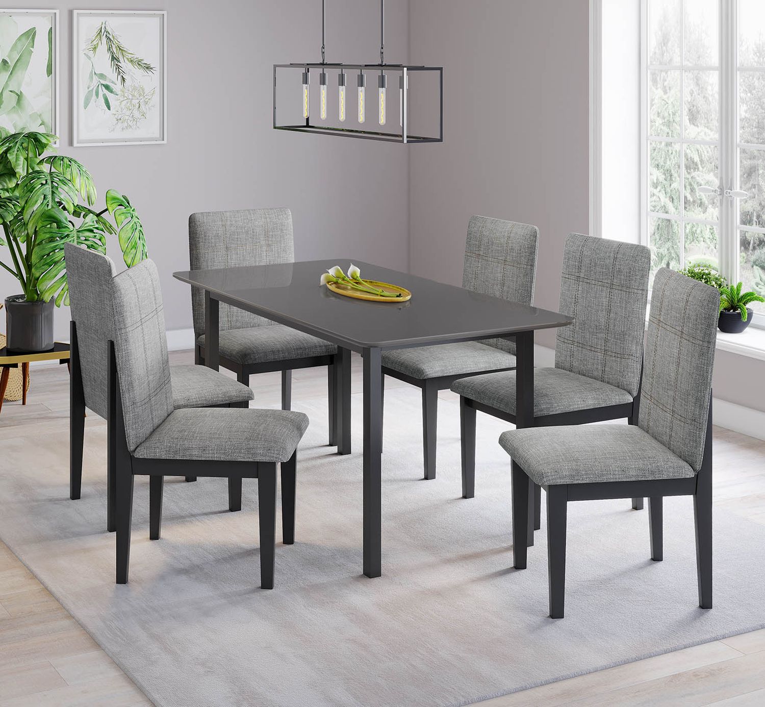 AUSTIN/GRAPHITE/BLACK/GRAY DINING SET 5-PCS, 63 IN. AUSTIN TABLE GRAPHITE AND 4 AUSTIN CHAIRS BLACK/GRAY
